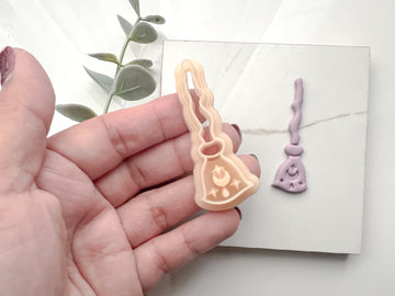Halloween Boho Witch Broom Shaped Polymer Clay Cutter • Clay Cutter